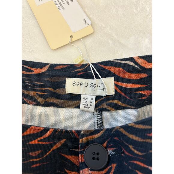 Anthropologie See U Soon Women's Mid Rise Shorts Black/Orange Size 4 - NWT - Picture 7 of 9